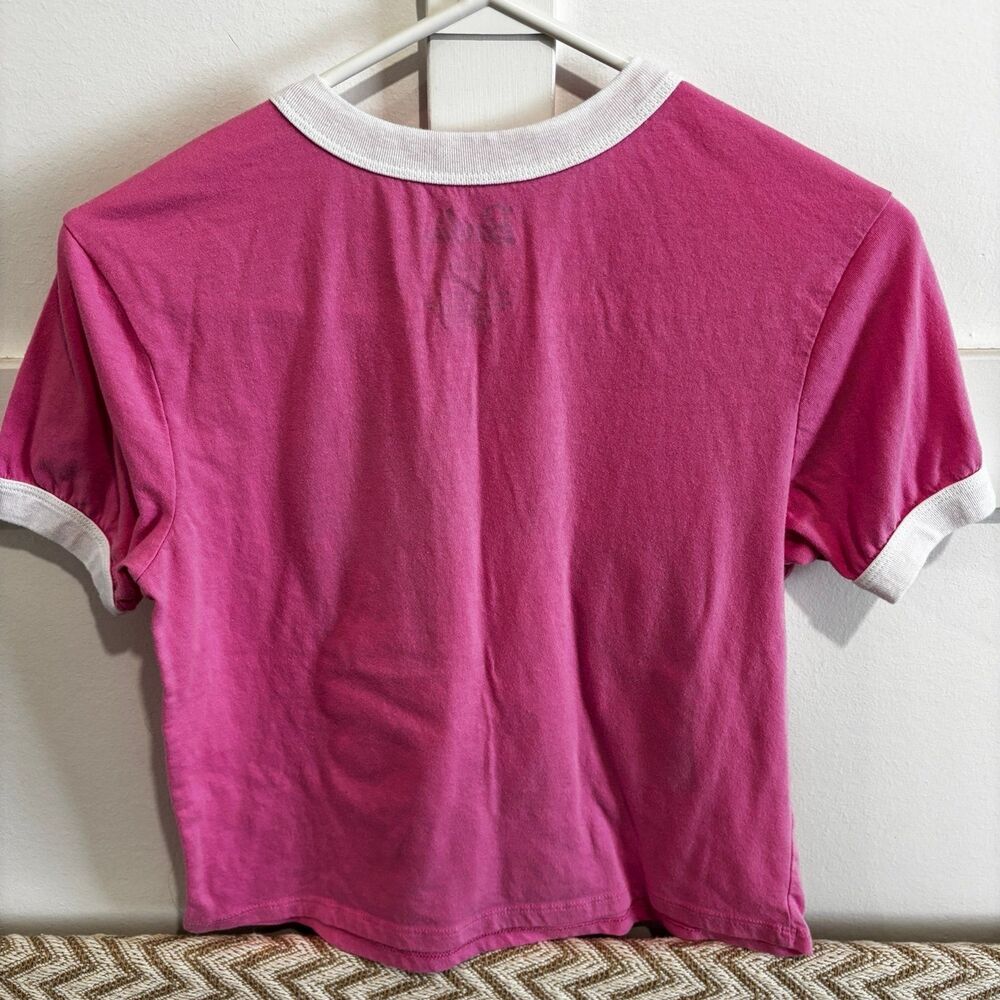 Barbie Women's Short Sleeve Ringer Tee Shirt Pink Size Small - Picture 5 of 5